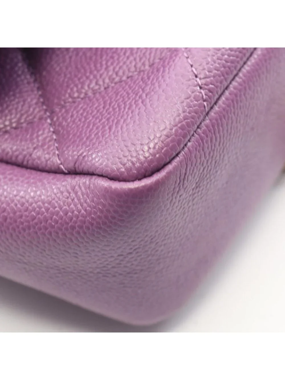 Chanel Shoulder Bag Quilted Small Flap Purple Caviar Leather Chain